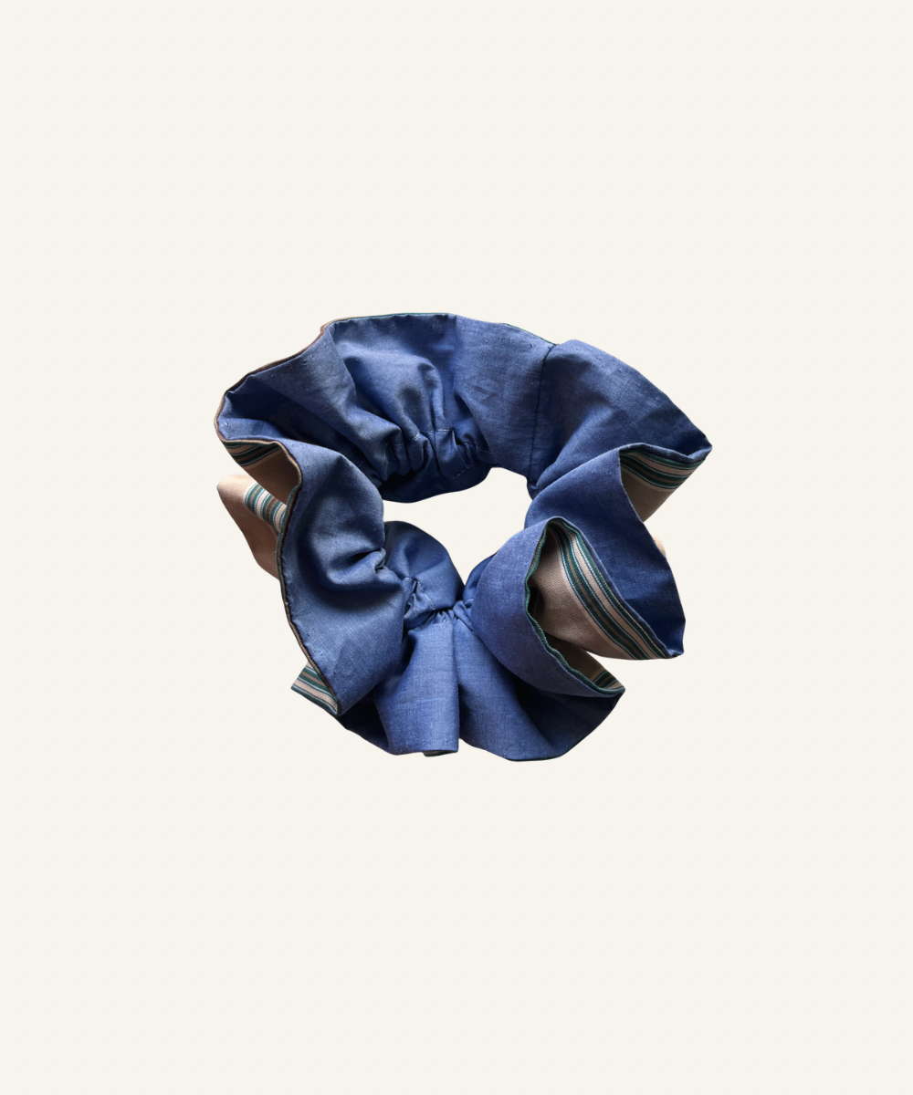 Chouchou Fleur - Bleu et beige rayé Pila.Pépa
