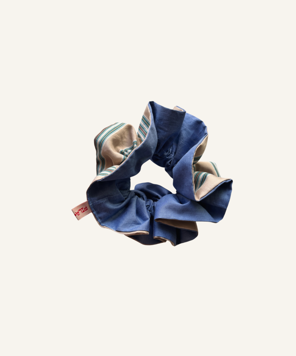 Chouchou Fleur - Bleu et beige rayé Pila.Pépa