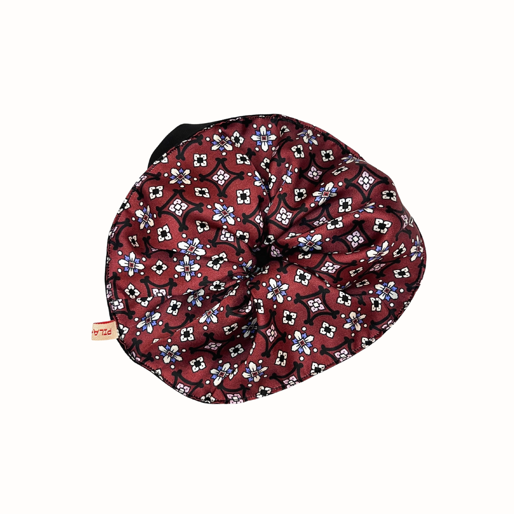 Chouchou L - Rouge à motif baroque et noir